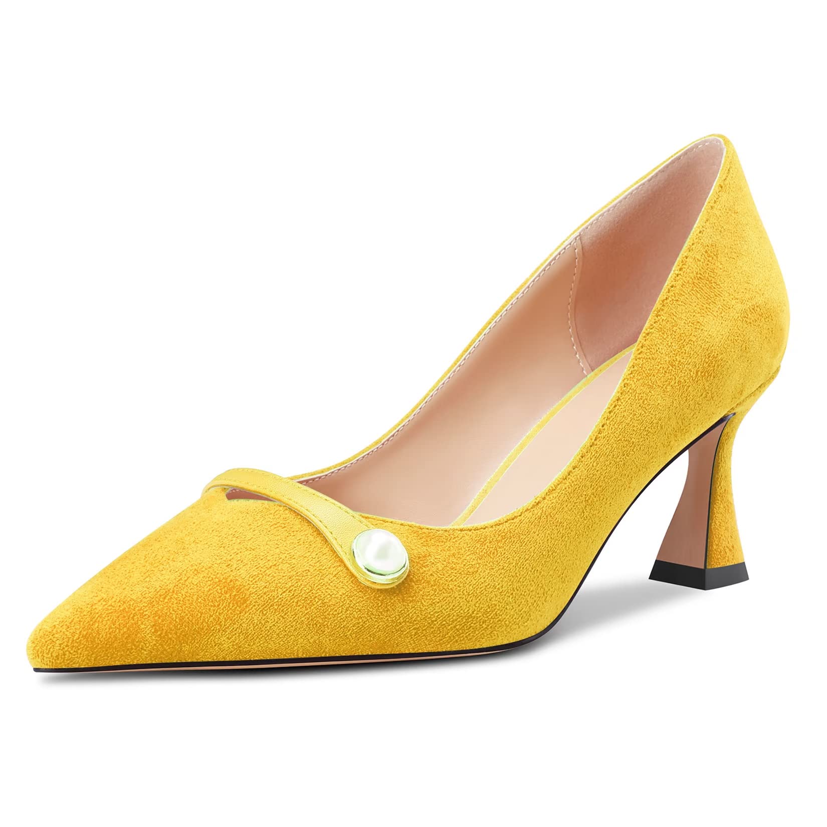 Castamere Women's Chunky Medium Width Pointed Toe Slip-on Pumps Wedding Office 6