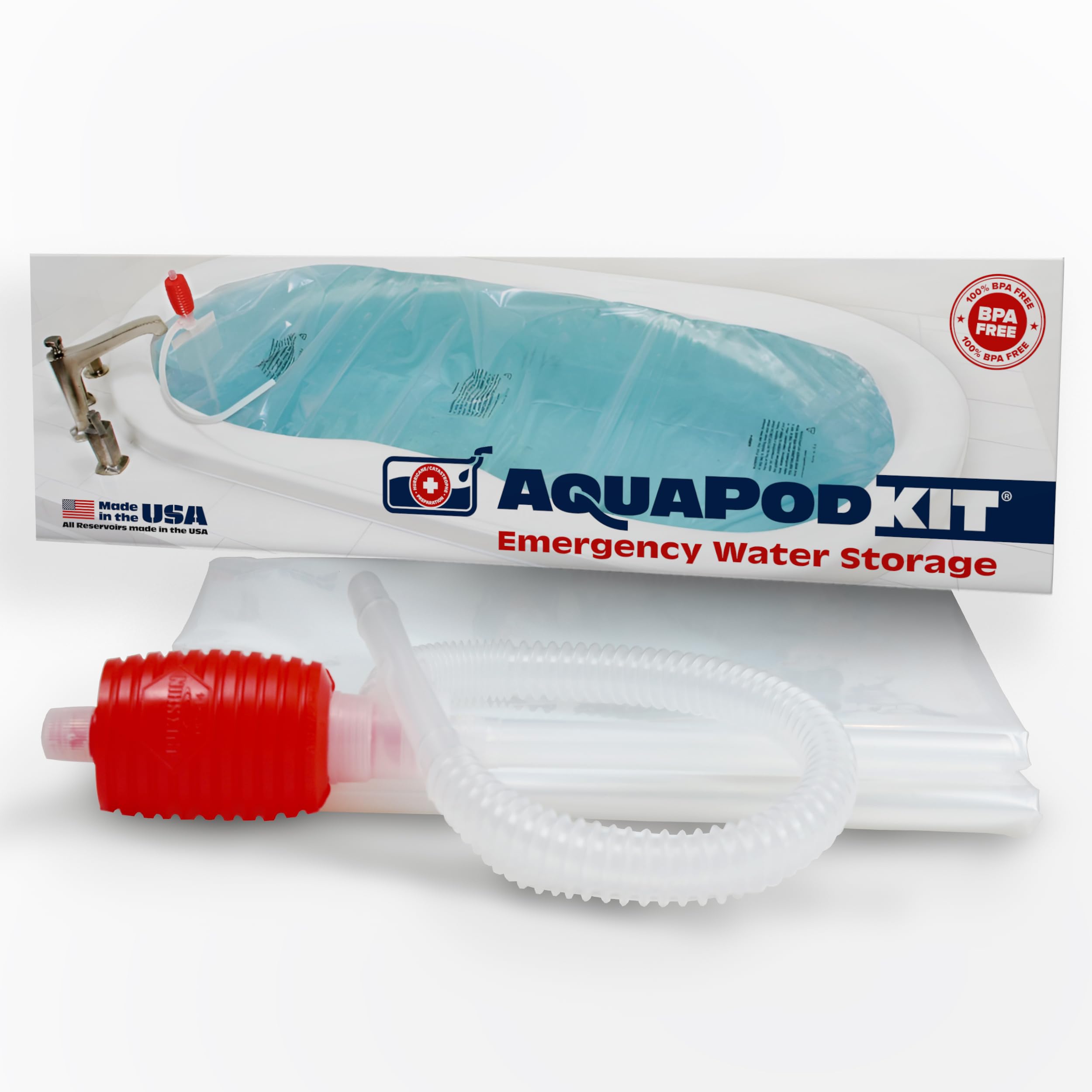 AquaPodKit Made in USA - Emergency Bathtub Water Storage Bladder 65-100 Gallon C