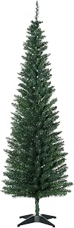 HOMCOM 6' Artificial Pencil Christmas Tree 390 Realistic Branch Tips Green | 499 Realistic Branch Tips, Slim Xmas Tree, Plastic Stand