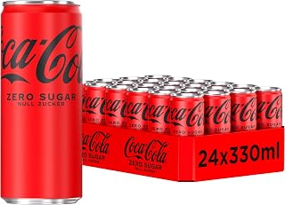 Coca-Cola Zero Sugar, Soft Drink without Sugar, Disposable Cans, 24 x 330 | Sparkling soft drink with original Coke flavour - without sugar and without calories - caffeine-free soft drink