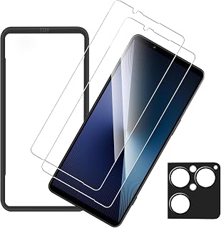 Glass Film for Xperia 1 VIII, 2 x Glass Film + 1 x Camera Film, Tempered Glass, 9H Hardness, High Transmittance, Anti-Fingerprint, Anti-Bubbles, Round Edge Treatment, Self-Adhesive SO-51G