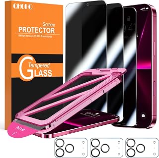 QHOHQ for iPhone 18 Pro Max Privacy Screen Protector, 9H+ Tempered Glass | 3+3 Pack, Anti Spy, with Camera Lens Protector, Auto-Align Bubble Free Installation,Military Grade Shatterproof,Case Friendly