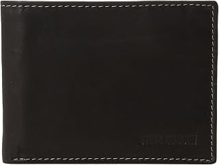 Steve Madden Men's Leather Wallet Extra Capacity Attached Flip Pockets, Black/Antique, One Size