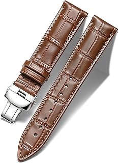 BINLUN Leather Watch Bands Replacement Alligator Pattern Watch Strap for Men Women with Silver/Gold/Rose Gold Butterfly Deployment Buckle 12mm 13mm 14mm 16mm 17mm 18mm 19mm 20mm 21mm 22mm 23mm 24mm