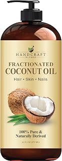 Handcraft Blends Fractionated Coconut Oil - 16 Fl Oz | 100% Pure &amp; Naturally Derived, Unscented Carrier Oil, Hexane-Free, for Hair, Skin, Nails, Massage &amp; Hair Tonic