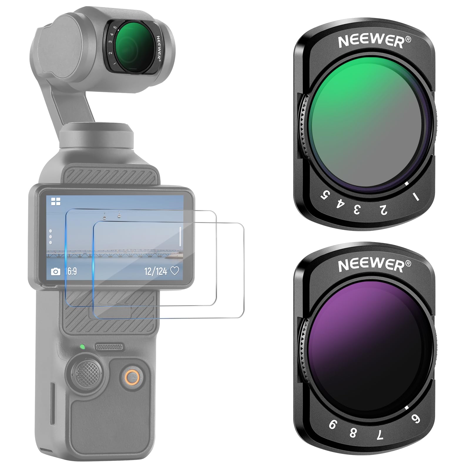 NEEWER Variable ND Filter Set Compatible with DJI Osmo Pocket 3 4