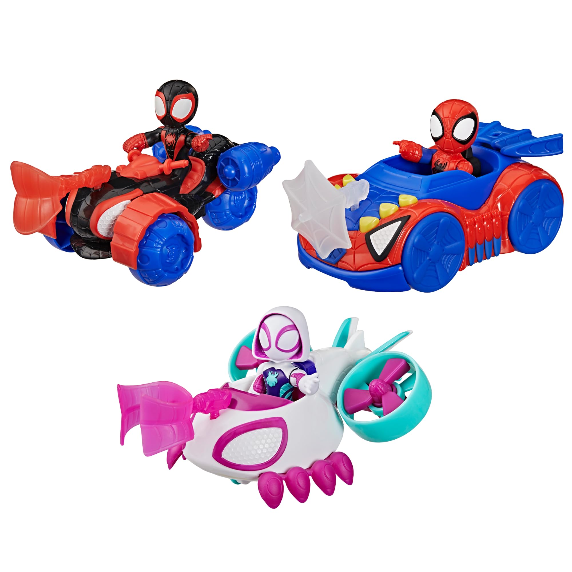Marvel Spidey and his Amazing Friends Action Figure and Toy Vehicle 3 Pack, 3 Po