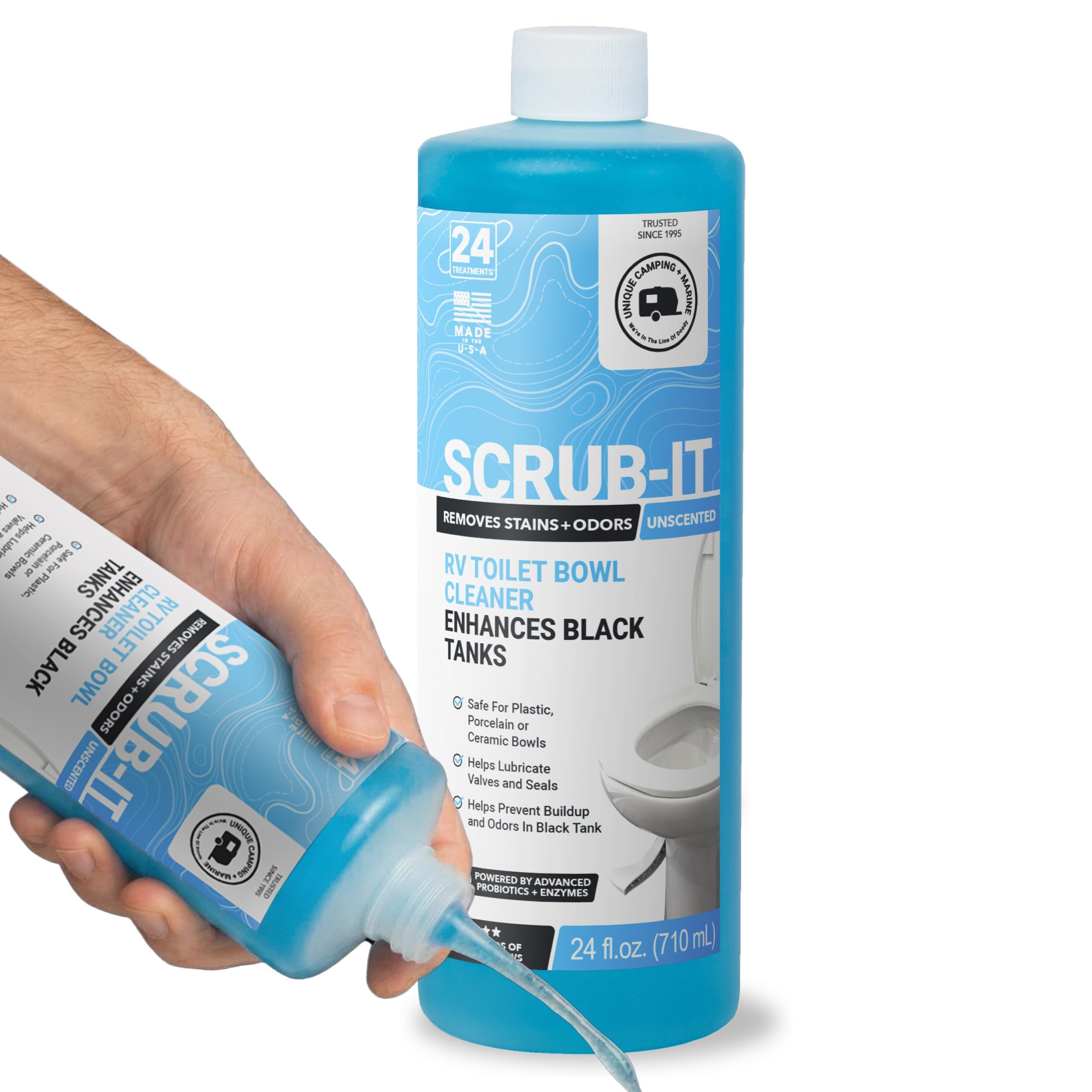 Unique Scrub-It Liquid RV Toilet Bowl Cleaner, Helps Lubricate Seals, 24 oz | Bu