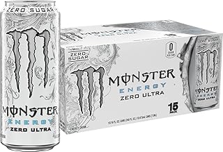 Monster Energy Zero Ultra, Sugar Free Energy Drink, 16 Ounce | Pack of 15
