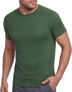 BOOJO Men's Casual Black Quick Dry Breathable Crew Neck Short Sleeve Gym Athletic Running T-Shirt