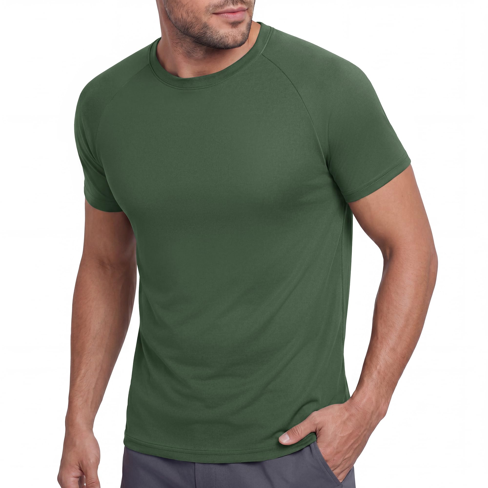 BOOJO Men's Casual Black Quick Dry Breathable Crew Neck Short Sleeve Gym Athleti