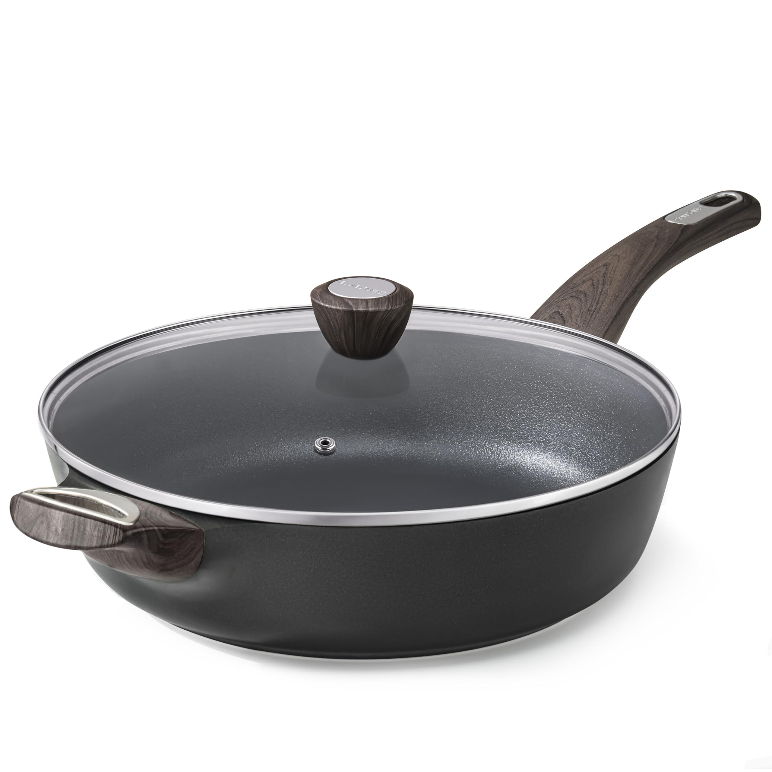 SENSARTE Nonstick Frying Pan Skillet with Lid, 12 Inch Large Deep Frying Pan, 5 