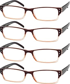Eyekepper Reading Glasses Women 3.50, Readers for Men, 4 Pack Brown