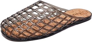 Clear Jelly Mesh Slide Sandals for Women Slip on Closed Toe Flats Sandals Summer Beach Jelly Shoes