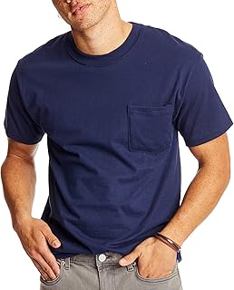 Hanes Men's Beefy-t Pocket, Heavyweight Cotton Pocket Tee for Men, Full-Cut T-Shirt, 1 Or 2 Pack