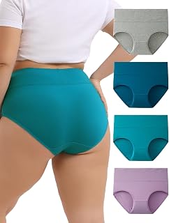 INNERSY Women's Cotton Briefs Plus Sizes (44-62) Pack of 4