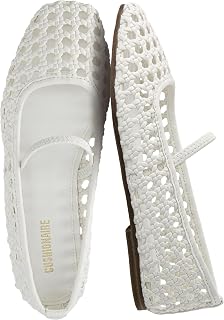 CUSHIONAIRE Ladies Weavy Square Toe Memory Foam Ballet Flats Comfortable Mary Jane Shoes for Women with Breathable Mesh Design | Wide Widths Available