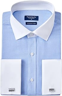 Year In Year Out French Cuff Wrinkle Free Dress Shirt for Men Regular Fit Long Sleeve Wrinkle Resistant Shirt