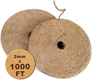PerkDecor 1000FT Natural Jute Twine String Bulk Hemp Rope Cord for Crafts Gardening Gift Wrapping Wedding Décor Packing Material Burlap Ribbon Christmas Knitting Macrame Decoration (Brown 2mm* 1000ft)