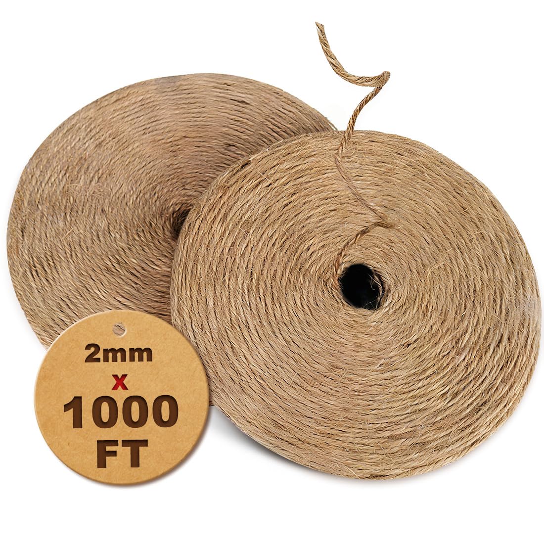 PerkDecor 1000FT Natural Jute Twine String Bulk Hemp Rope Cord for Crafts Garden