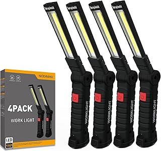NODINIHU Working Light Portable, Rechargeable Work Lights with Magnetic Base Hanging Hook,360° Rotate 5 Modes,COB LED 800 Lumens Foldable Inspection Light for Car Repair, Grill and Outdoor Use(4pack)