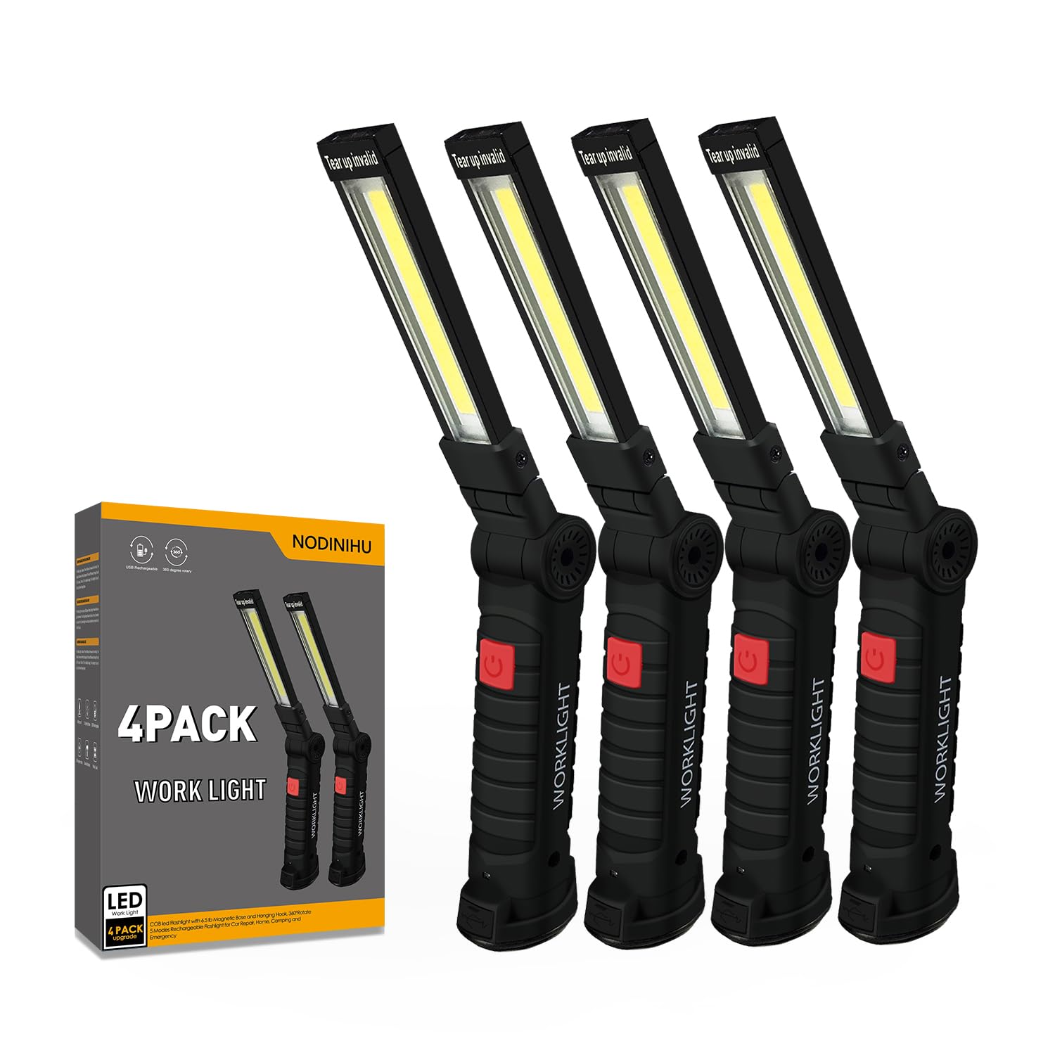 NODINIHU Working Light Portable, Rechargeable Work Lights with Magnetic Base Han