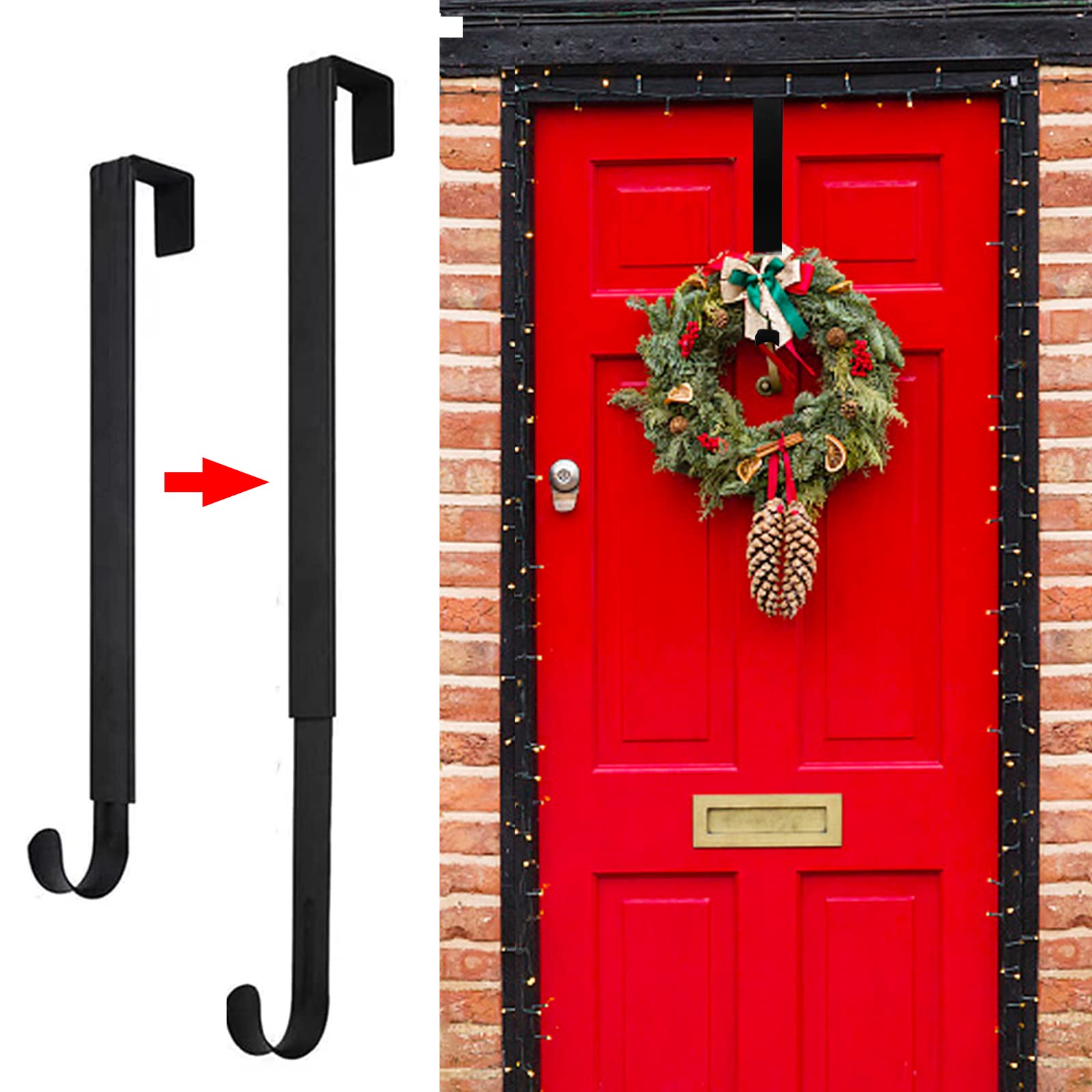 GP Life Wreath Hanger for Front Door, Adjustable from 15 to 25 Inches Hanger, 20