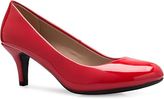 Olivia K Women's Comfort Classic Round Toe Kitten Low Mid Heel Dress Pumps
