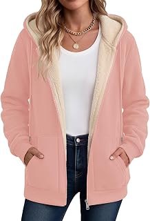Zeagoo レディース シェルパ フリース ジャケット ジップアップ 厚手 暖かい パーカー 秋冬コート