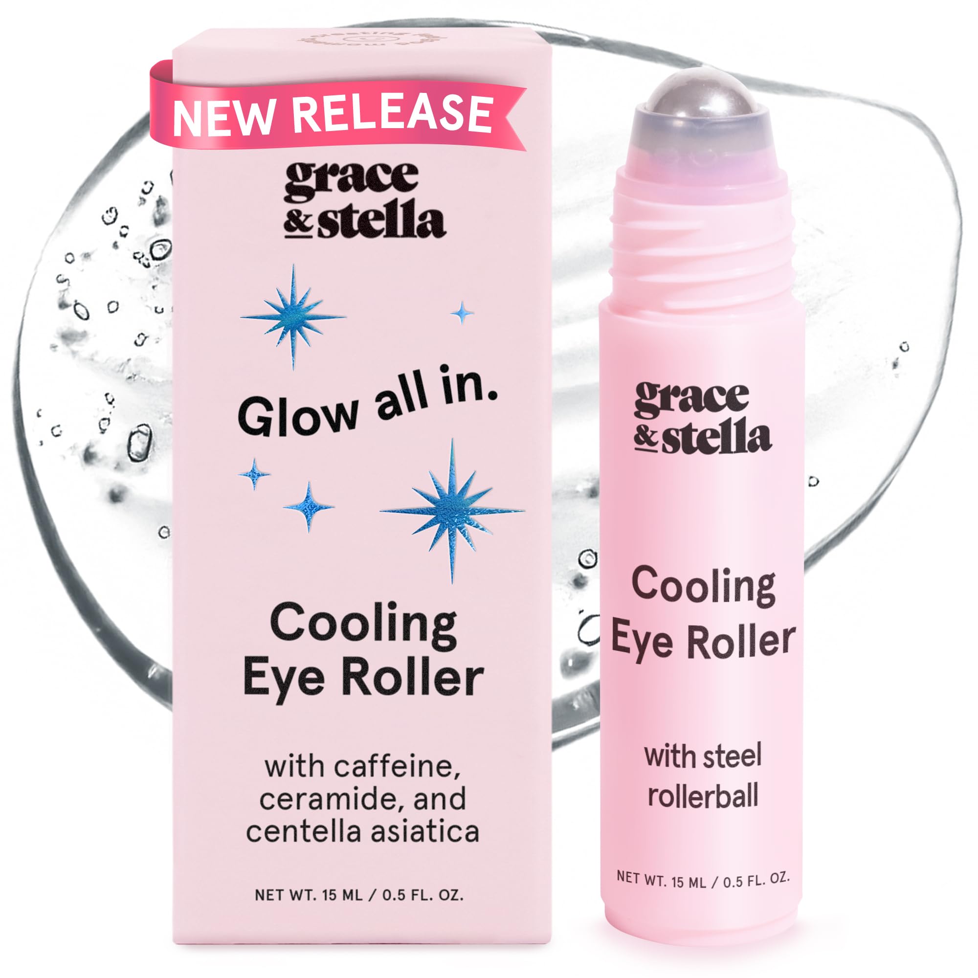 grace &amp; stella Under Eye Serum Roller with Cooling Metal Ball (15ml) | Brigh