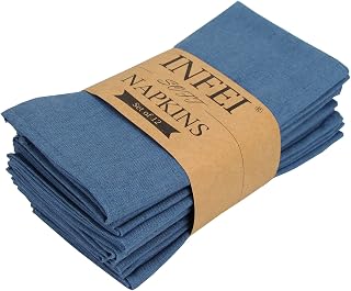 Plain Cotton Blend Linen Thin Cloth Napkins - Set of 12 (40 x 40cm) - For Events & Home Use (EGEAN)