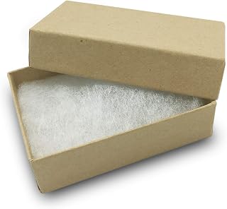 TheDisplayGuys 100 Cardboard Jewelry Gift Boxes with Inserts - Kraft Brown | Size #21 - 2.6" x 1.6" x 1.0", Lids, Cotton Filled Padding, Kraft Paper, Bulk Pack Case, for Shipping, Organizers, Storage