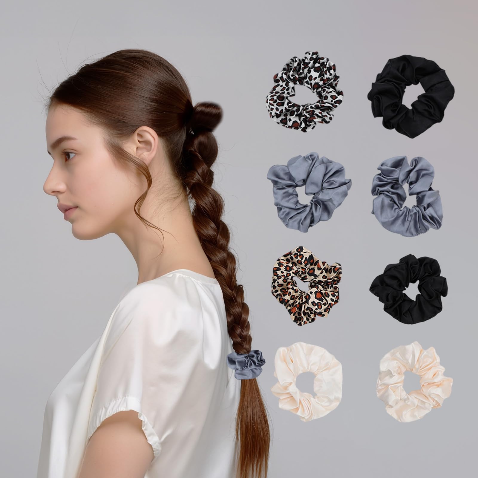 8 Pieces Damage Free Hair Scrunchies Hair Accessories Hair Ropes Hair Elastics E