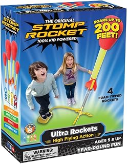 Stomp Rocket Ultra, High-Flying Rocket Launcher for Kids, 4 Rockets | Fun Outdoor Toys for Boys & Girls, Ages 5 & Up - Soft Foam Tipped Blaster Set Soars Up to 200ft - STEM Toys for Outside Play