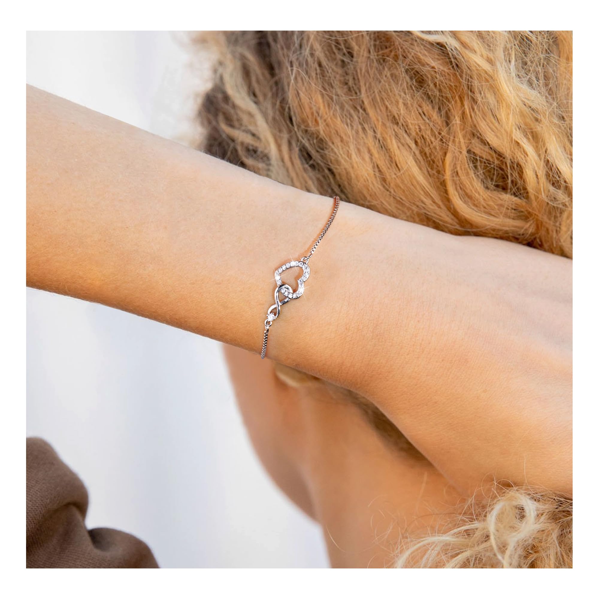 Women Silver/Gold Bracelet, 14K Gold Plated Adjustable Slide Bracelet, Infinity 