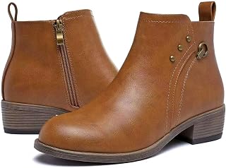 Bravover Stivaletti da donna per il pendolarismo quotidiano, scarpe casual ammortizzanti per l'uso quotidiano per appuntamenti notturni, stivaletti con tacco basso resistenti ai graffi con cerniera