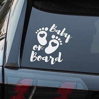 Baby on Board Sign for Car, Baby Feets, High Visibility Window Sticker Badge, Easy Apply & Remove, Universal Safety Sign