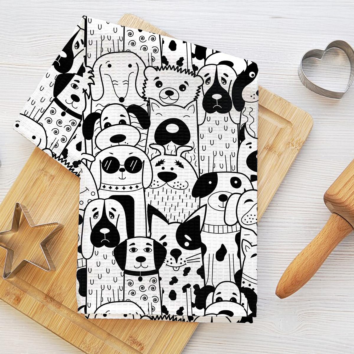 Various Cute Dog Kitchen Towel, Kitchen Washing Dish Cloth, Soft Microfiber Deco