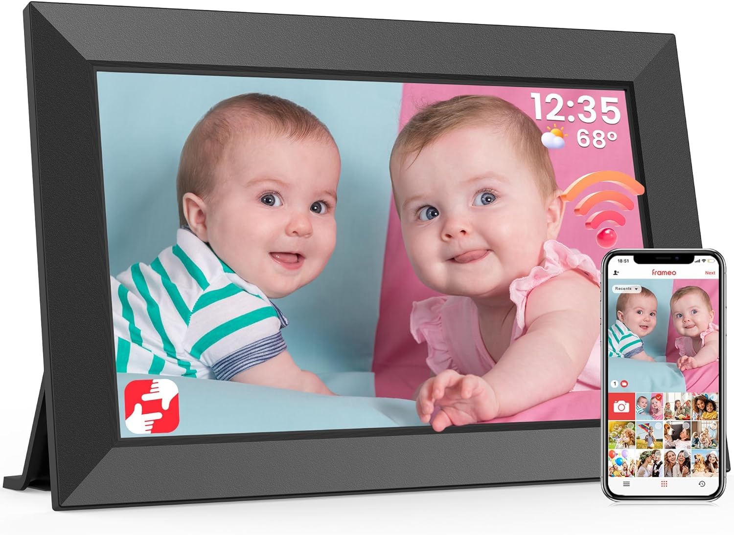 Frameo WiFi Digital Photo Frame 10.1 Inch - 1280x800 HD IPS Touch Screen Picture