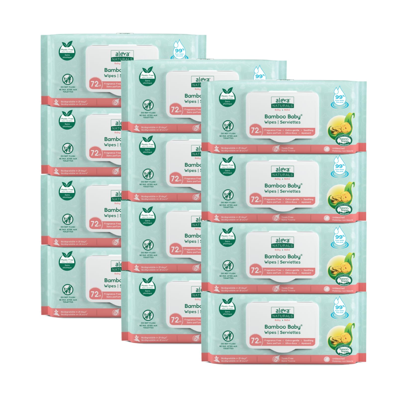 Aleva Naturals Hypoallergenic Bamboo Baby Wipes for babies with Sensitive Skin, 