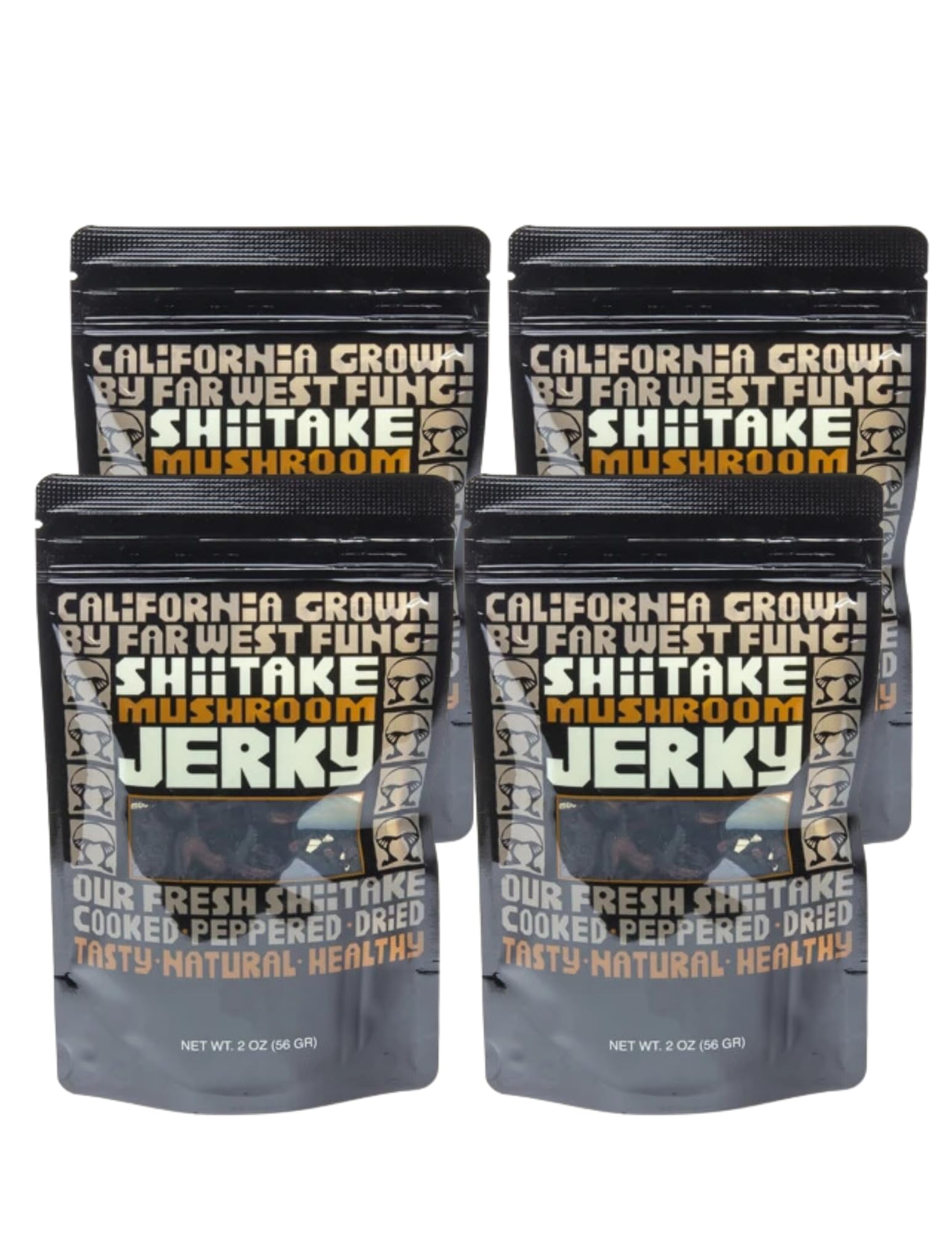 Far West Fungi Shiitake Mushroom Jerky 4-pack Mushroom Jerky. Vegan, Gluten-Free