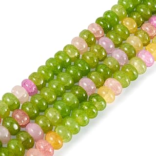 Approx 155~159pcs/Strand Rhinestone Rondelle Gemstone Loose Spacer Beads Crystal Beads for Jewelry Making Bracelet Necklace Earrings Crafts 8x5mm Color