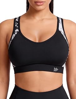 Yvette Women's Sports Bra Strong Support Padded Yoga Bra with Crossover Back, Large Size