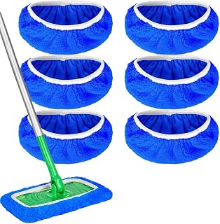 6 Packs Dark Blue Microfiber Mop Pads - Washable and Reusable Refills for Cleaning Wet and Dry Floors - Fits Most Standard Mops - Mop Pads