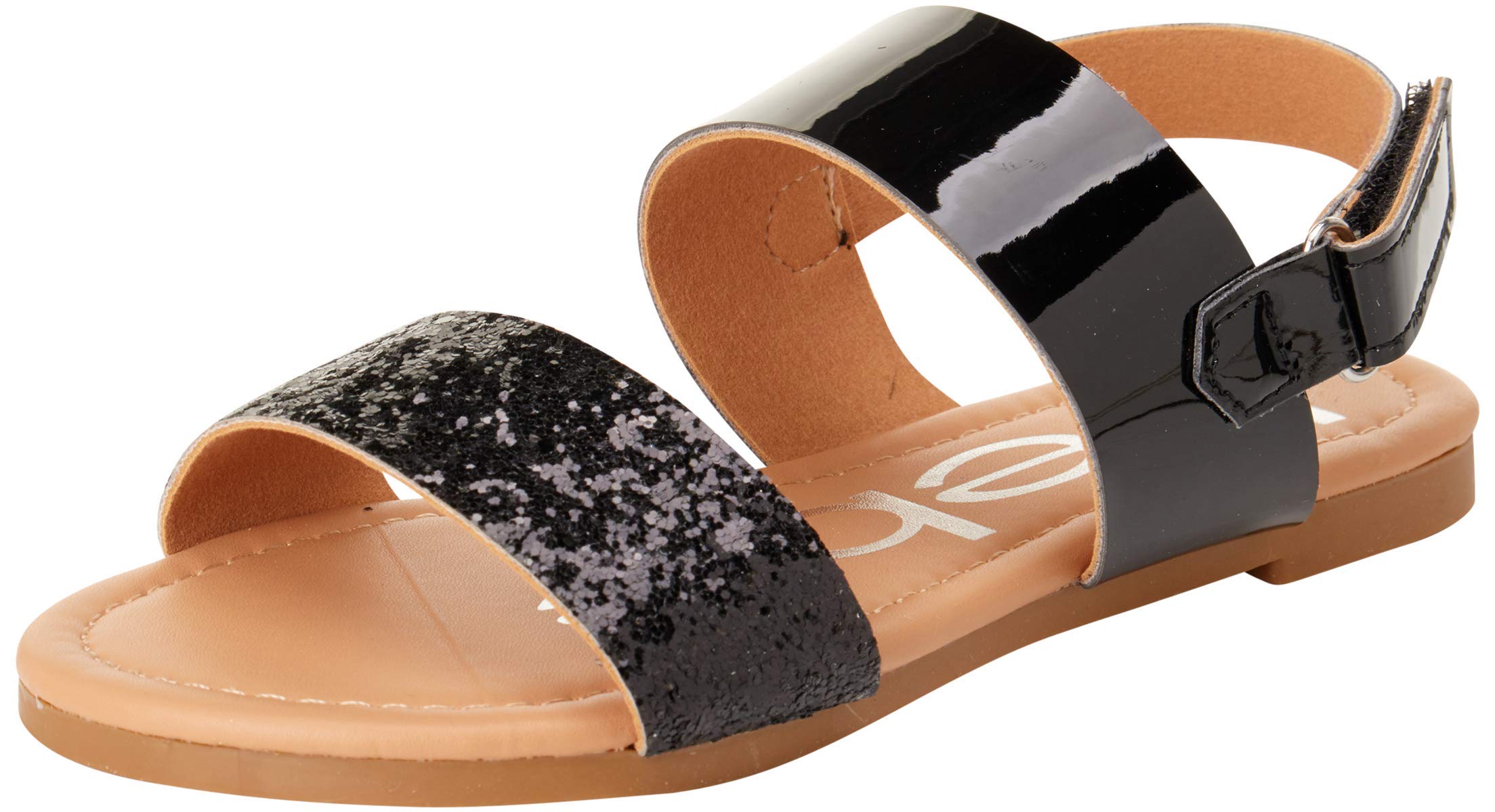 bebe Girls Sandals Open Toe Flats with Cushion and Glitter Straps