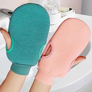 Double Sided Exfoliating Bath Gloves for Body Scrub, Gentle Gloves for Skincare Shower, Massage and Dead Removal, Ideal Soft and Smooth