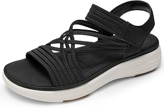 Vilanva Women's Comfortable Walking Sandals with Elastic Strap Light Weight Casual Summer Sandals for Trendy Footwear