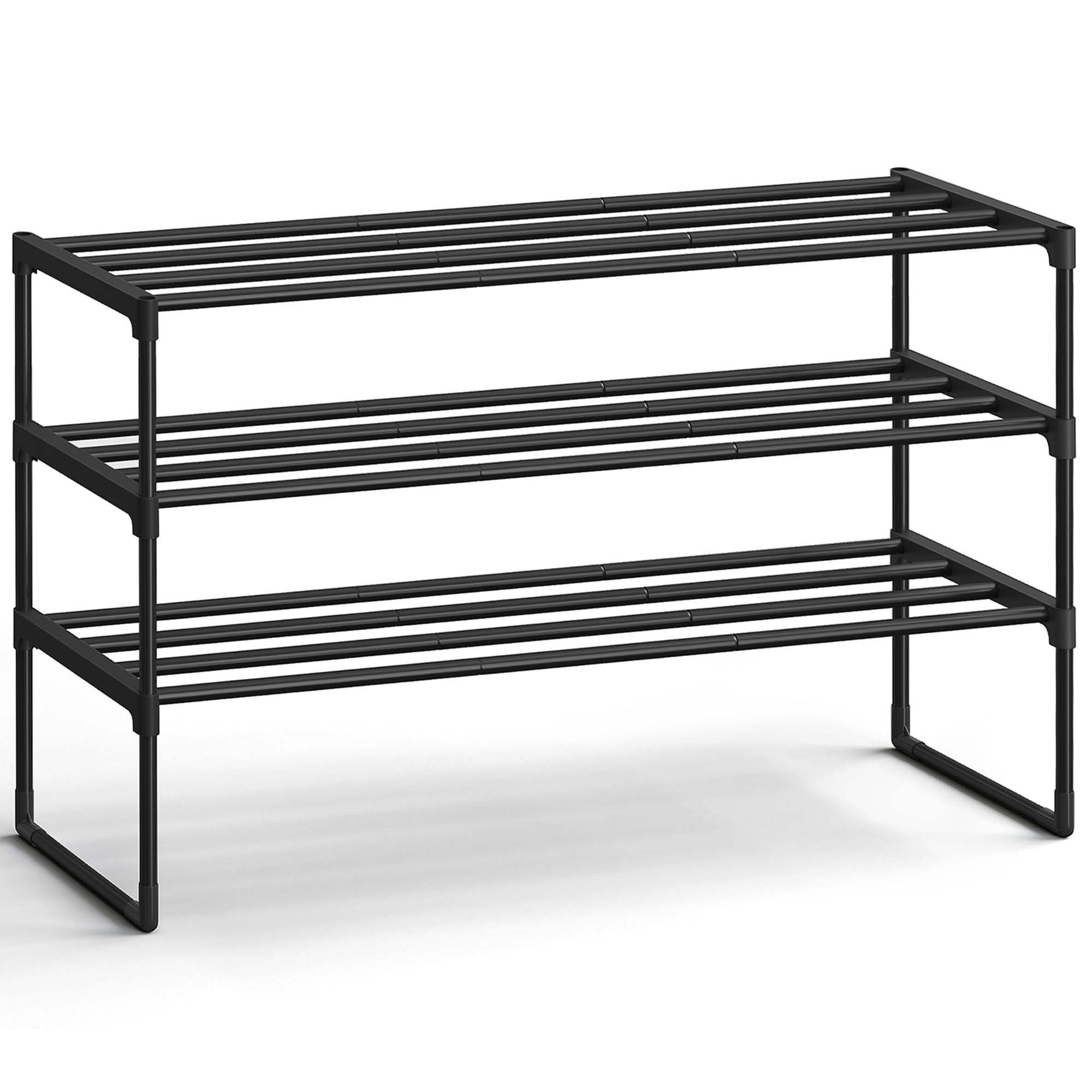 SONGMICS Shoe Rack, 3-Tier Shoe Organizer, Metal Storage Shelf | for Entryway, U
