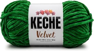Keche Velvet Yarn for Crocheting, Soft Chenille Bulky Baby Blanket Amigurumi Yarn 100 gr (132 yds) - Green