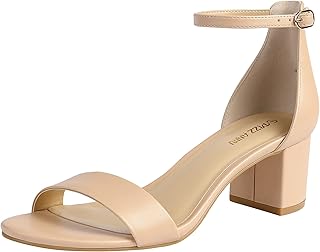 PIZZ ANNU Women's Sandals with Block Heel Summer Sandals with Ankle Strap Wide Open Sandals for Parties Weddings Casual